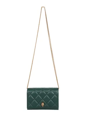 Alexander McQueen Skull-Logo Quilted Chained Clutch Bag
