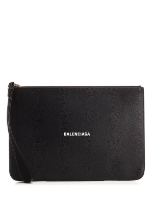 Balenciaga Logo Print Zipped Clutch Bag