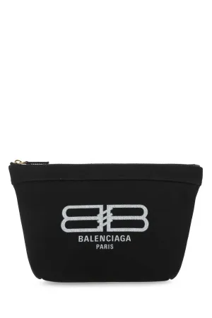 Balenciaga Logo Printed Zipped Clutch Bag
