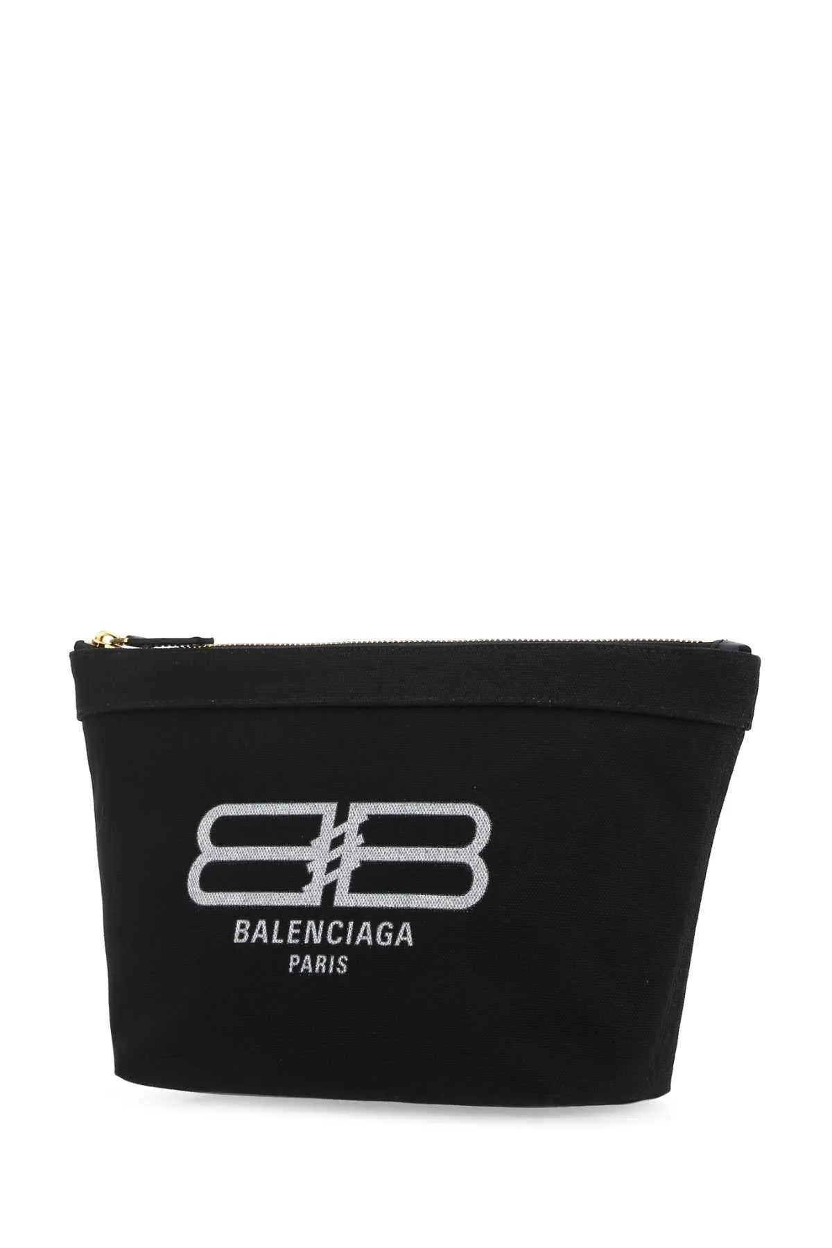 Balenciaga Logo Printed Zipped Clutch Bag