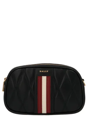 Bally Tracolla Logo Plaque Striped Zipped Crossbody Bag