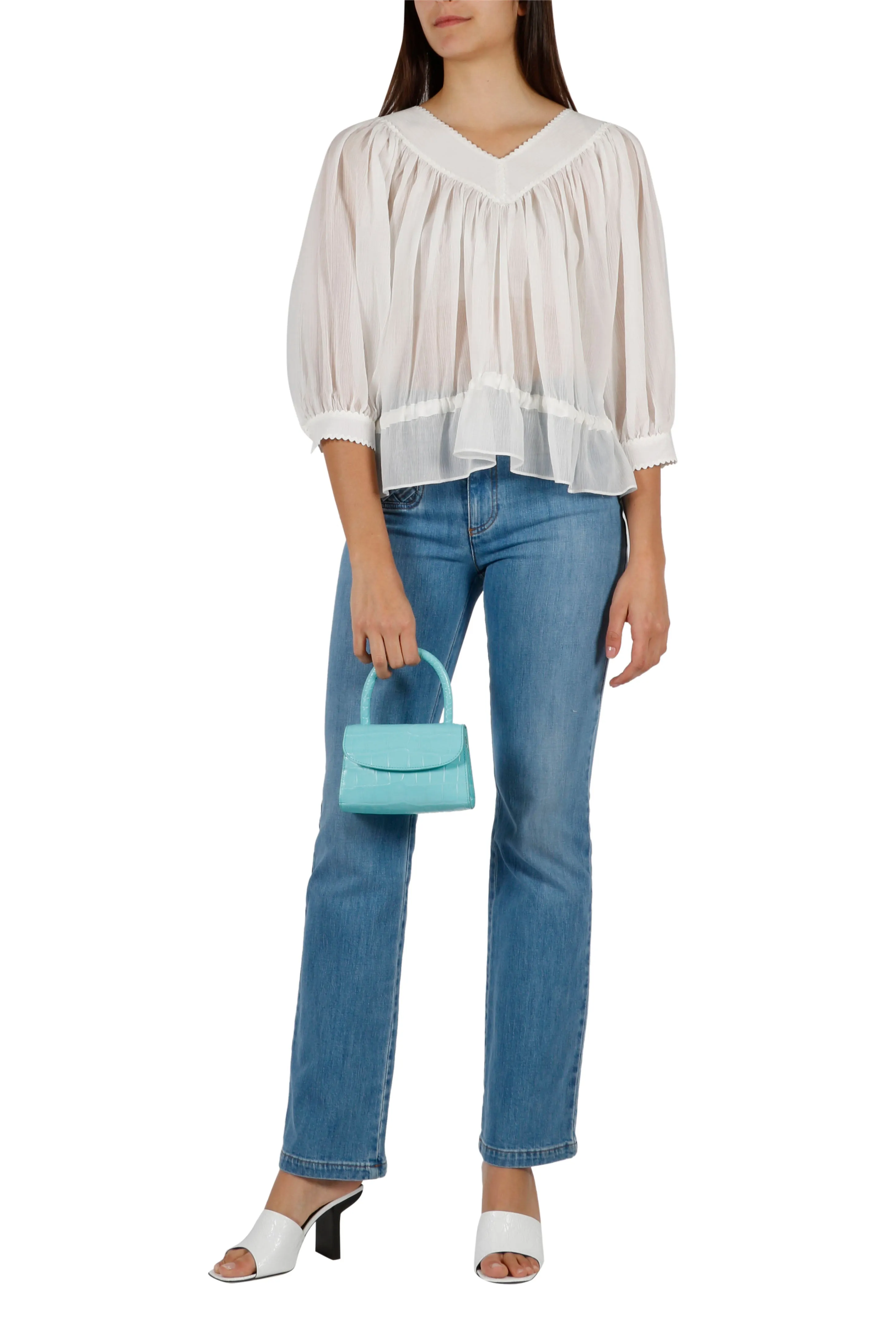 By Far Mini Embossed Shoulder Bag