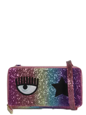 Chiara Ferragni Eyestar Detail Glitter Embellished Crossbody Bag