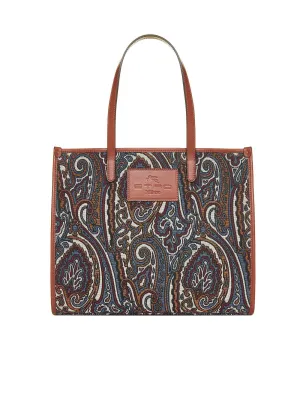 Etro Logo-Patch Jacquard Top Handle Bag
