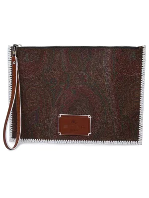 Etro Logo Patch Zipped Clutch Bag