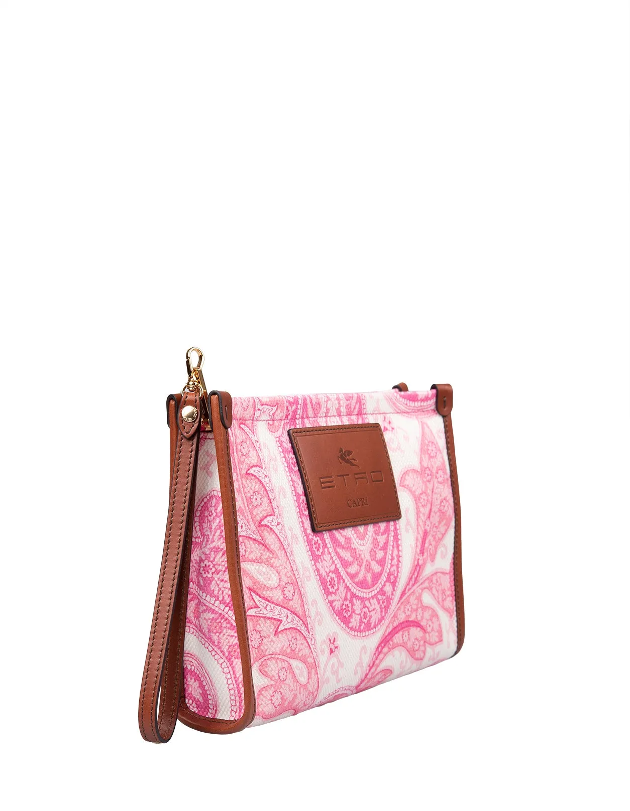 Etro Paisley Printed Logo Patch Clutch Bag