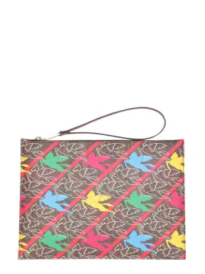 Etro Pegaso Printed Zipped Clutch Bag