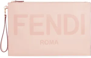 Fendi Logo Debossed Zipped Clutch Bag