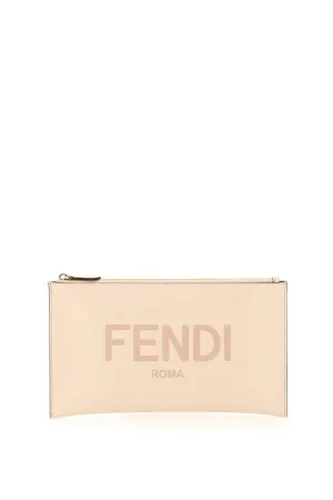 Fendi Roma Lettering Medium Flat Pouch