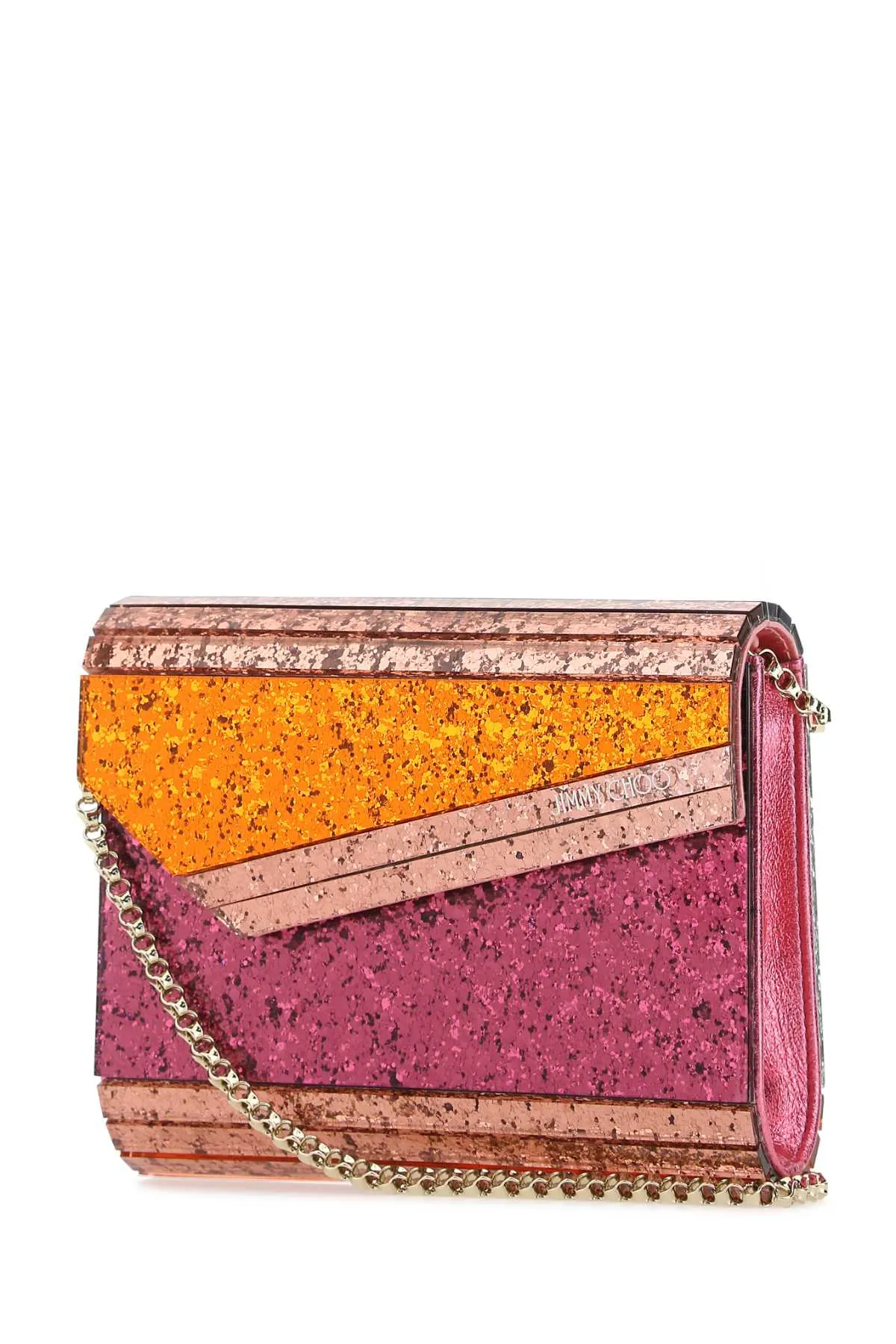 Jimmy Choo Logo Detailed Chained Clutch Bag