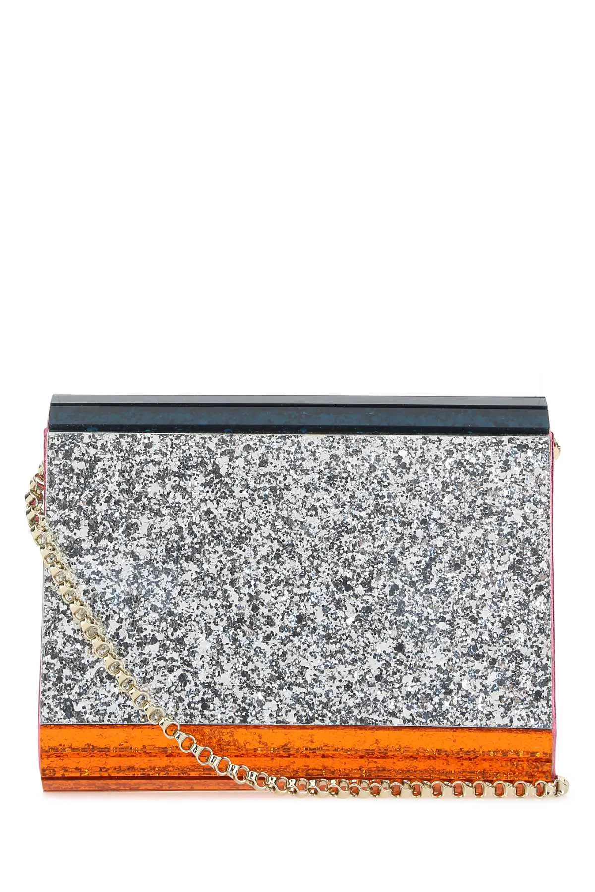 Jimmy Choo Logo Detailed Chained Clutch Bag
