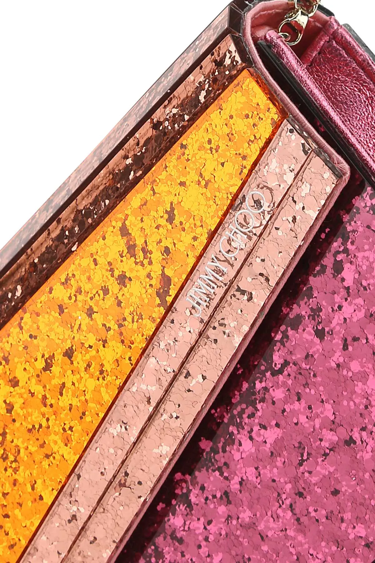 Jimmy Choo Logo Detailed Chained Clutch Bag