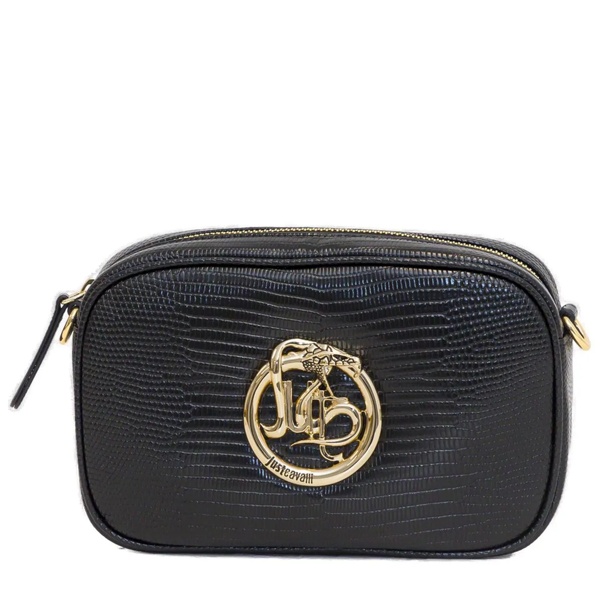 Just Cavalli Logo Plaque Zipped Crossbody Bag