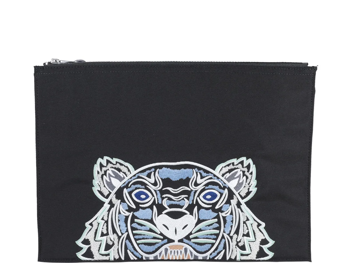 Kenzo Kampus Tiger Embroidered Zipped Clutch Bag