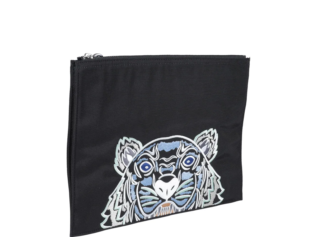 Kenzo Kampus Tiger Embroidered Zipped Clutch Bag