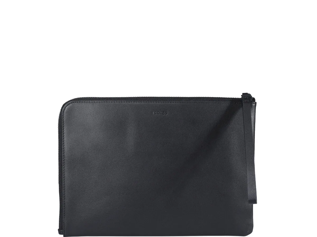 Kenzo Logo Printed Zip-Up Clutch Bag