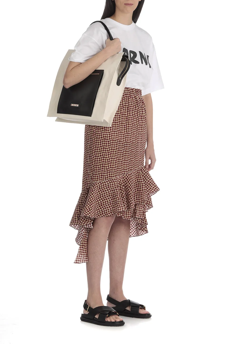 Marni Logo Detailed Zipped Hand Bag