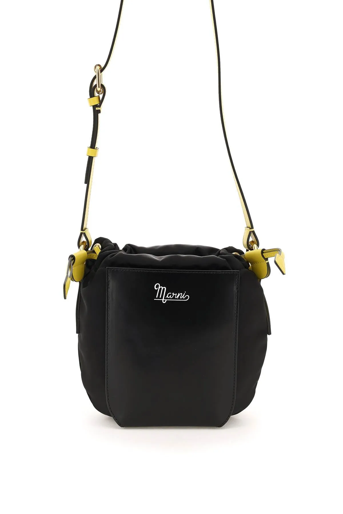 Marni Logo Printed Drawstring Bucket Bag