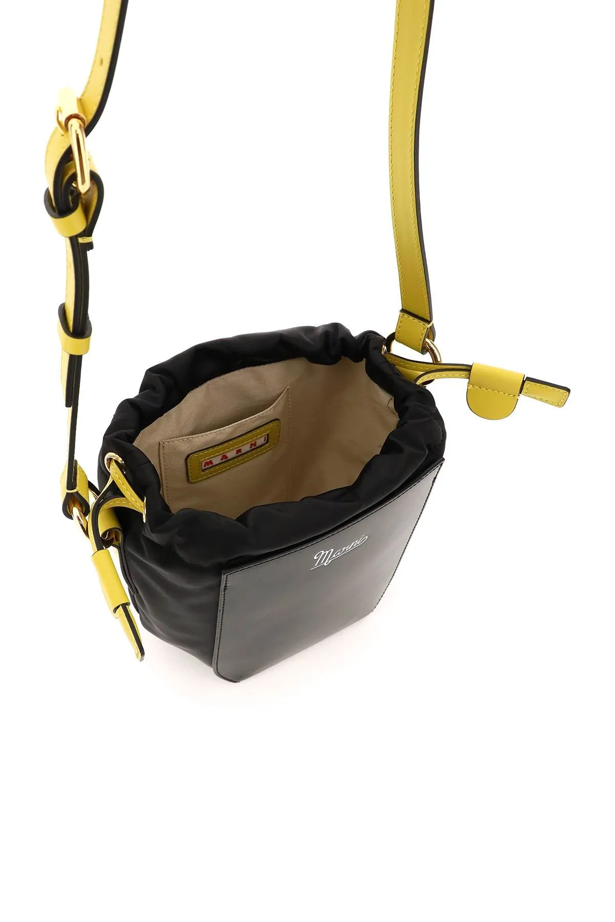 Marni Logo Printed Drawstring Bucket Bag
