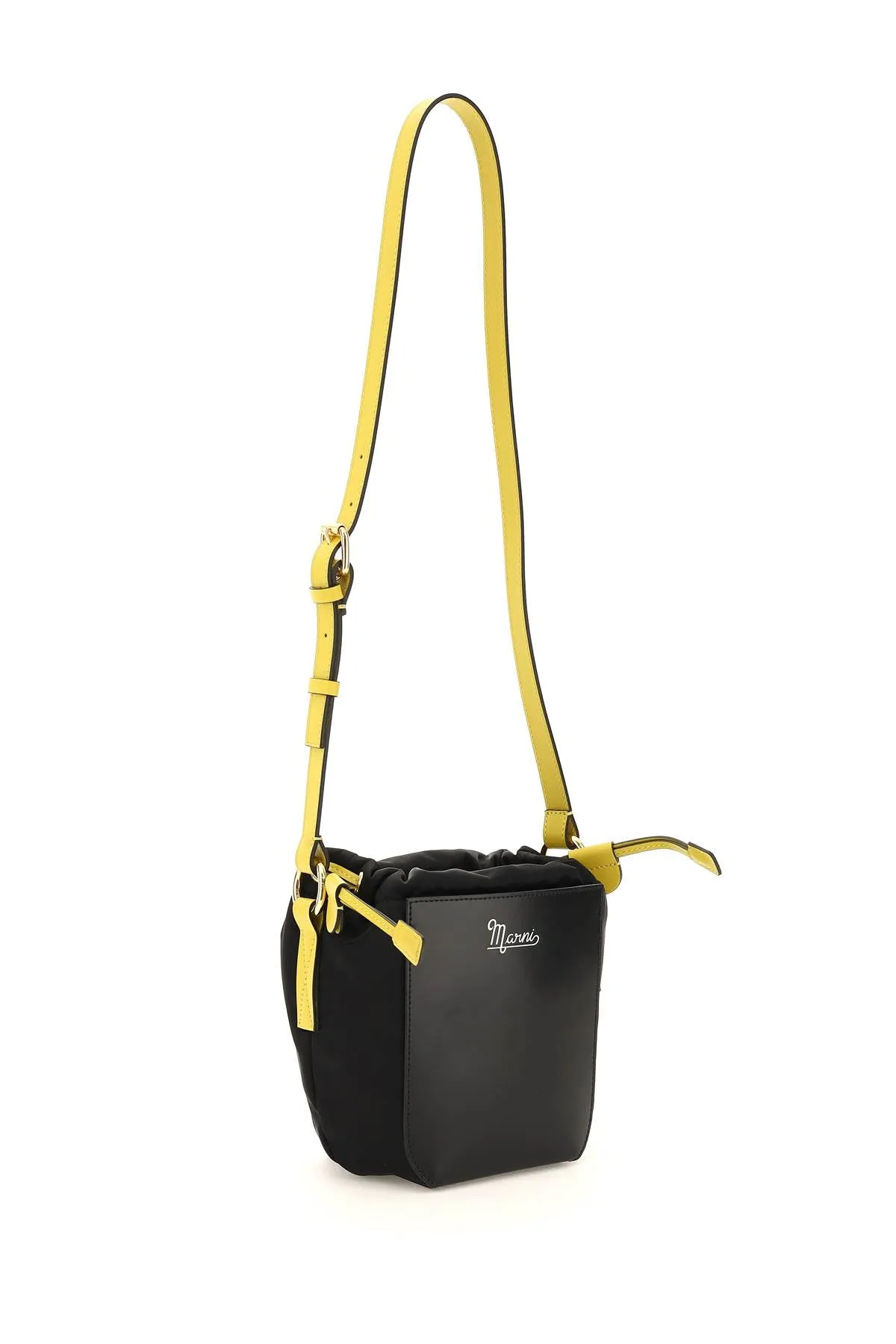 Marni Logo Printed Drawstring Bucket Bag