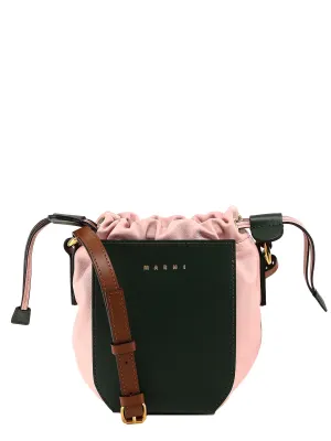 Marni Logo Printed Two-Tone Shoulder Bag