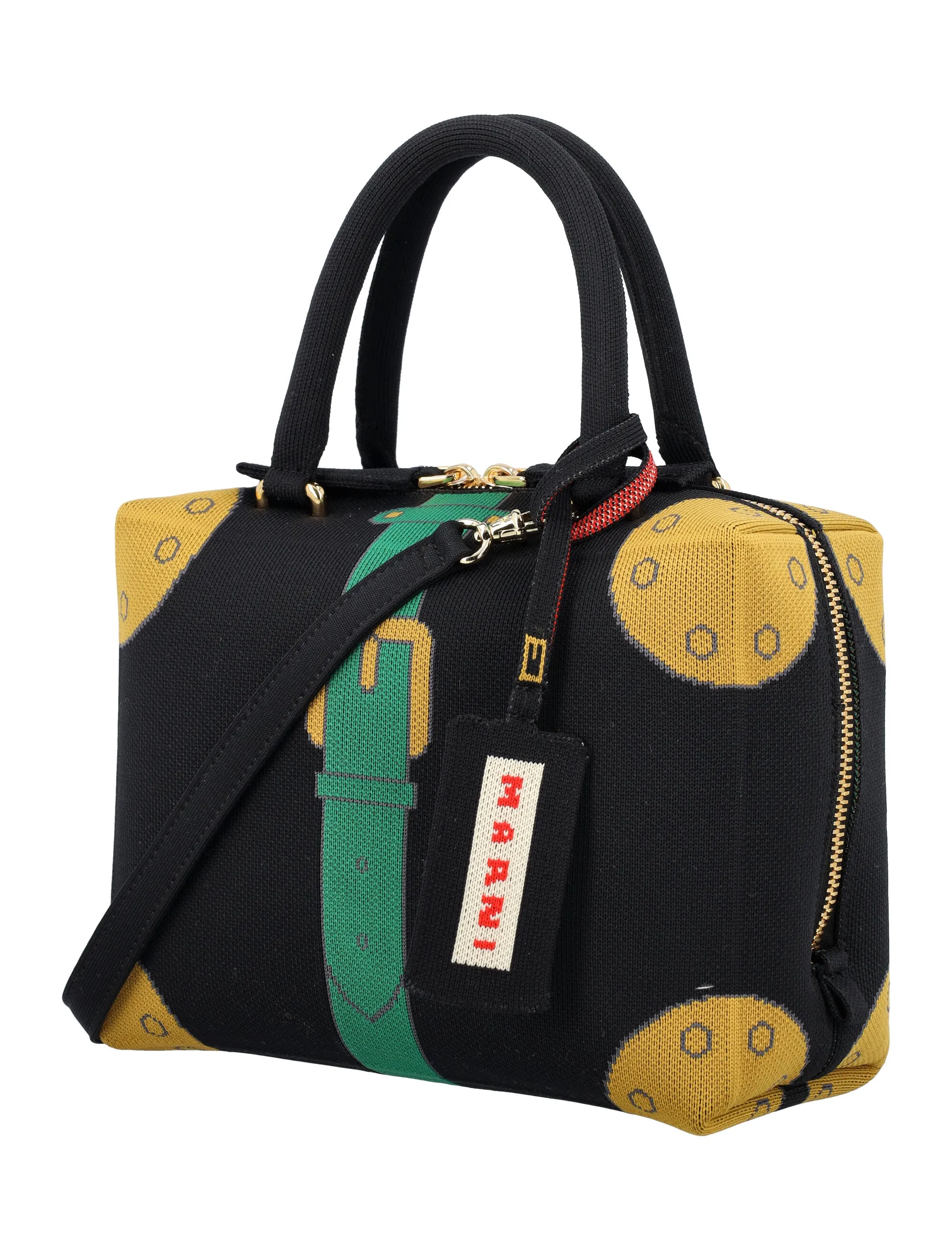 Marni Trompe L'oeil Jacquard Small Cubic Tote Bag