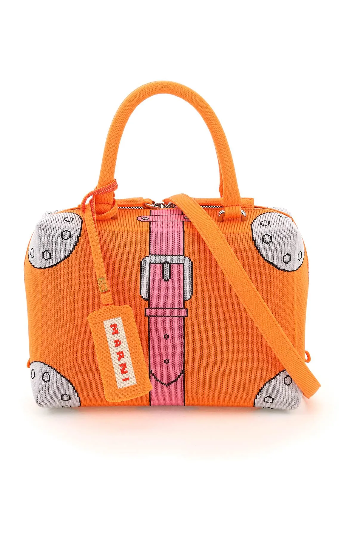 Marni Trompe L'oeil Jacquard Small Cubic Tote Bag