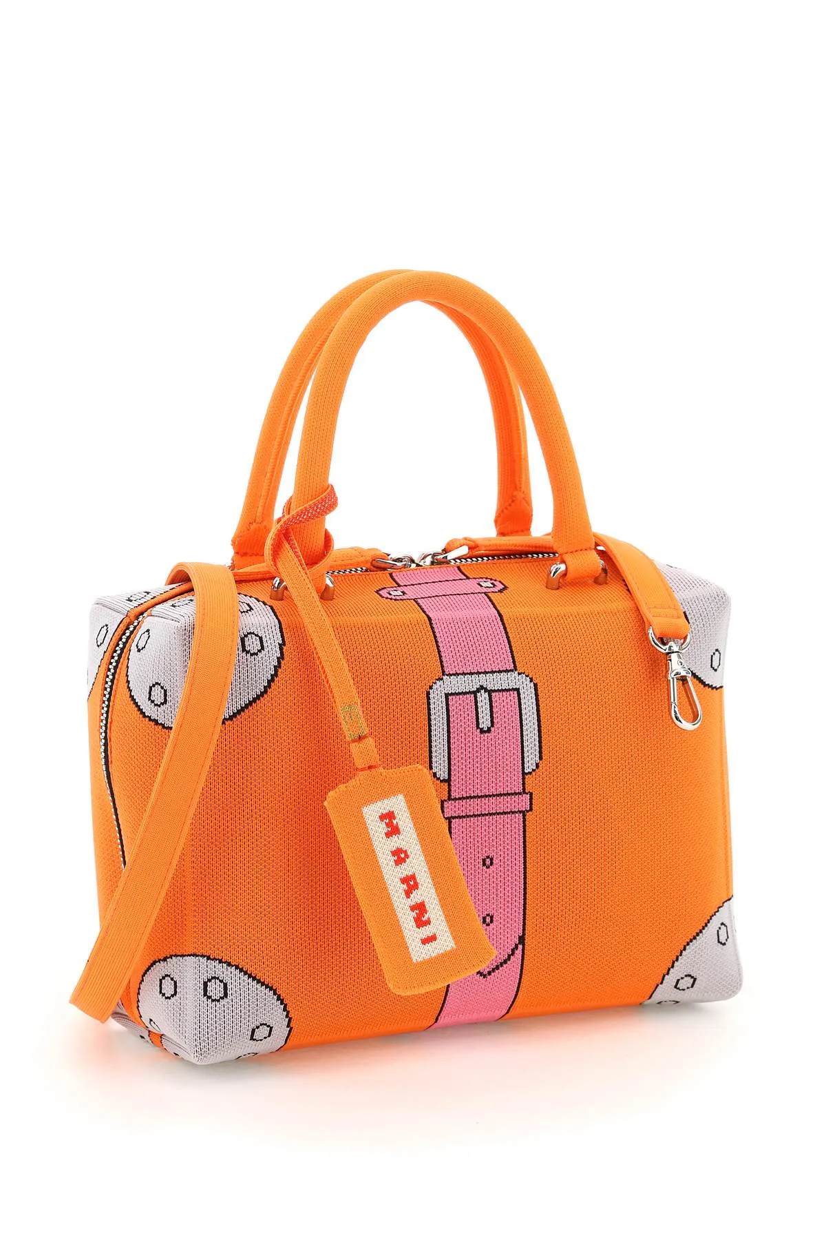 Marni Trompe L'oeil Jacquard Small Cubic Tote Bag
