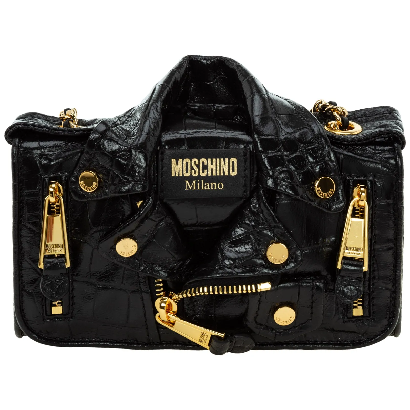Moschino Biker Chain-Link Crossbody Bag