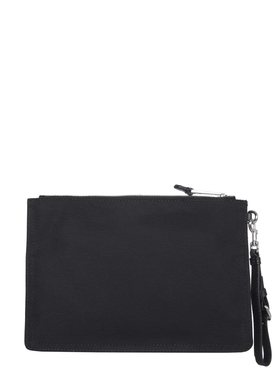 Moschino Couture Logo Printed Zipped Clutch Bag