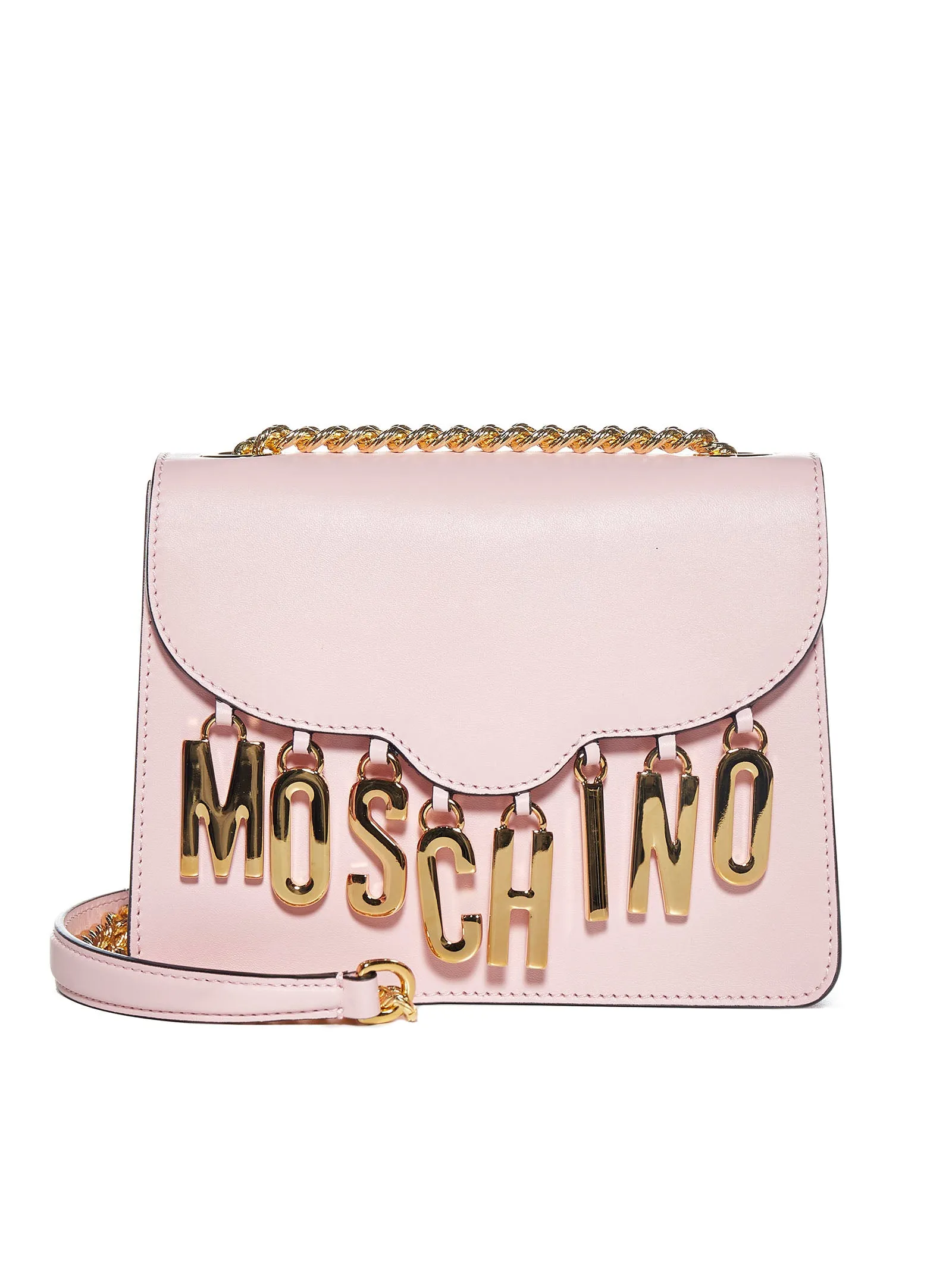 Moschino Logo Lettering Chain Link Shoulder Bag