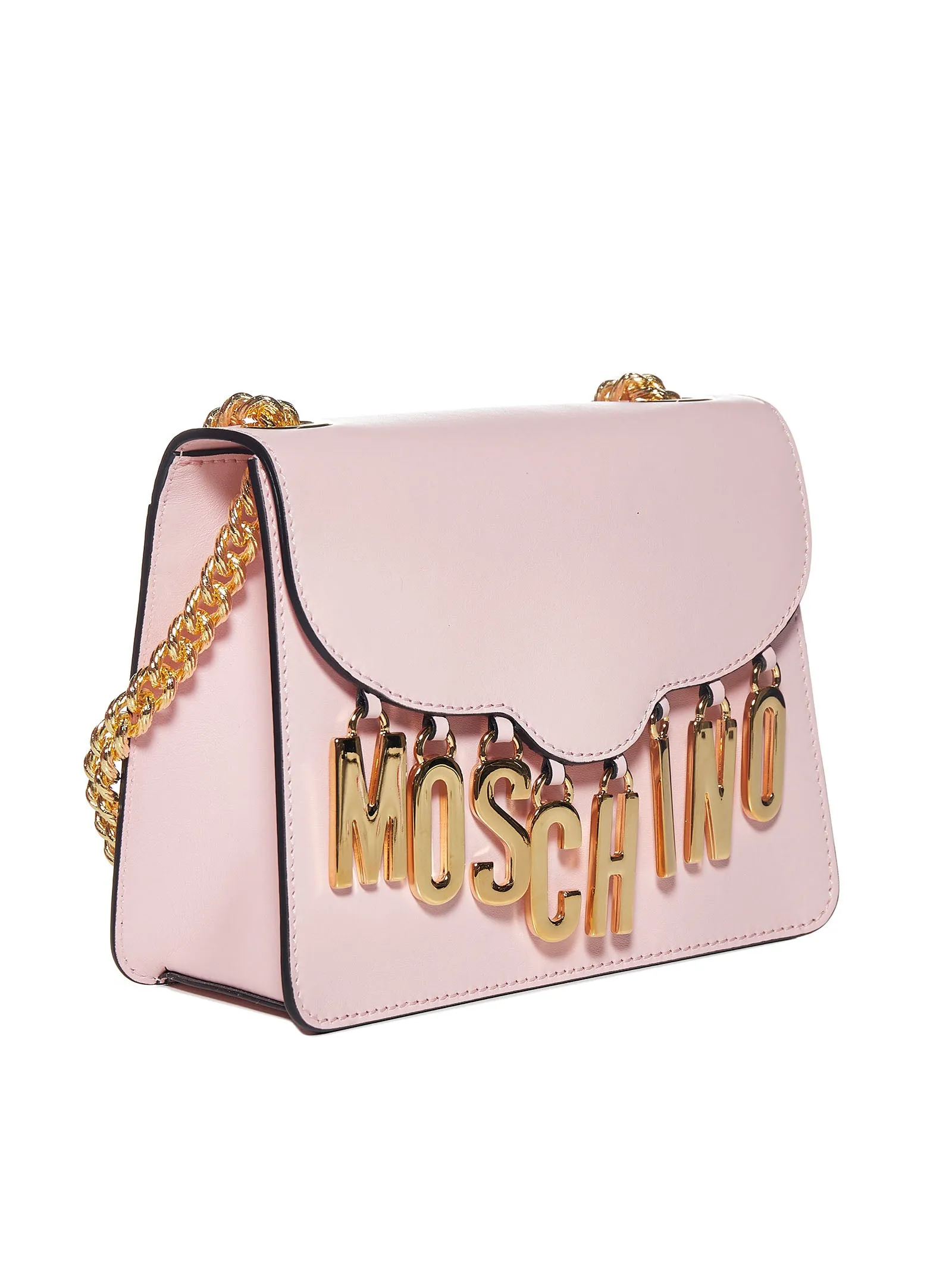 Moschino Logo Lettering Chain Link Shoulder Bag