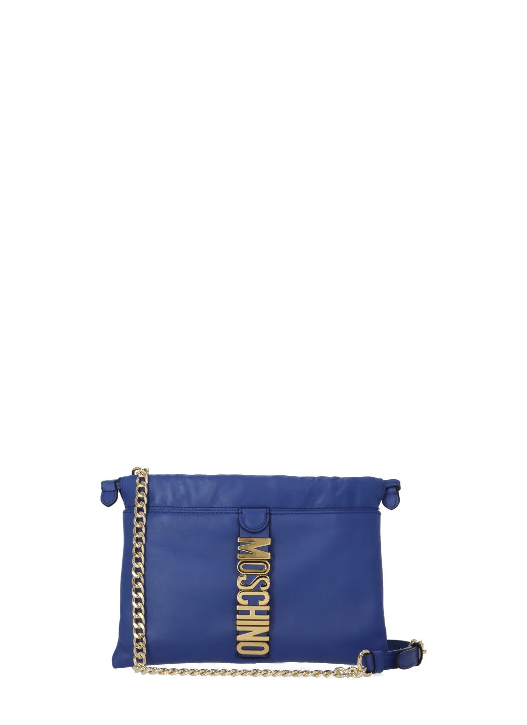 Moschino Logo Plaque Chained Clutch Bag