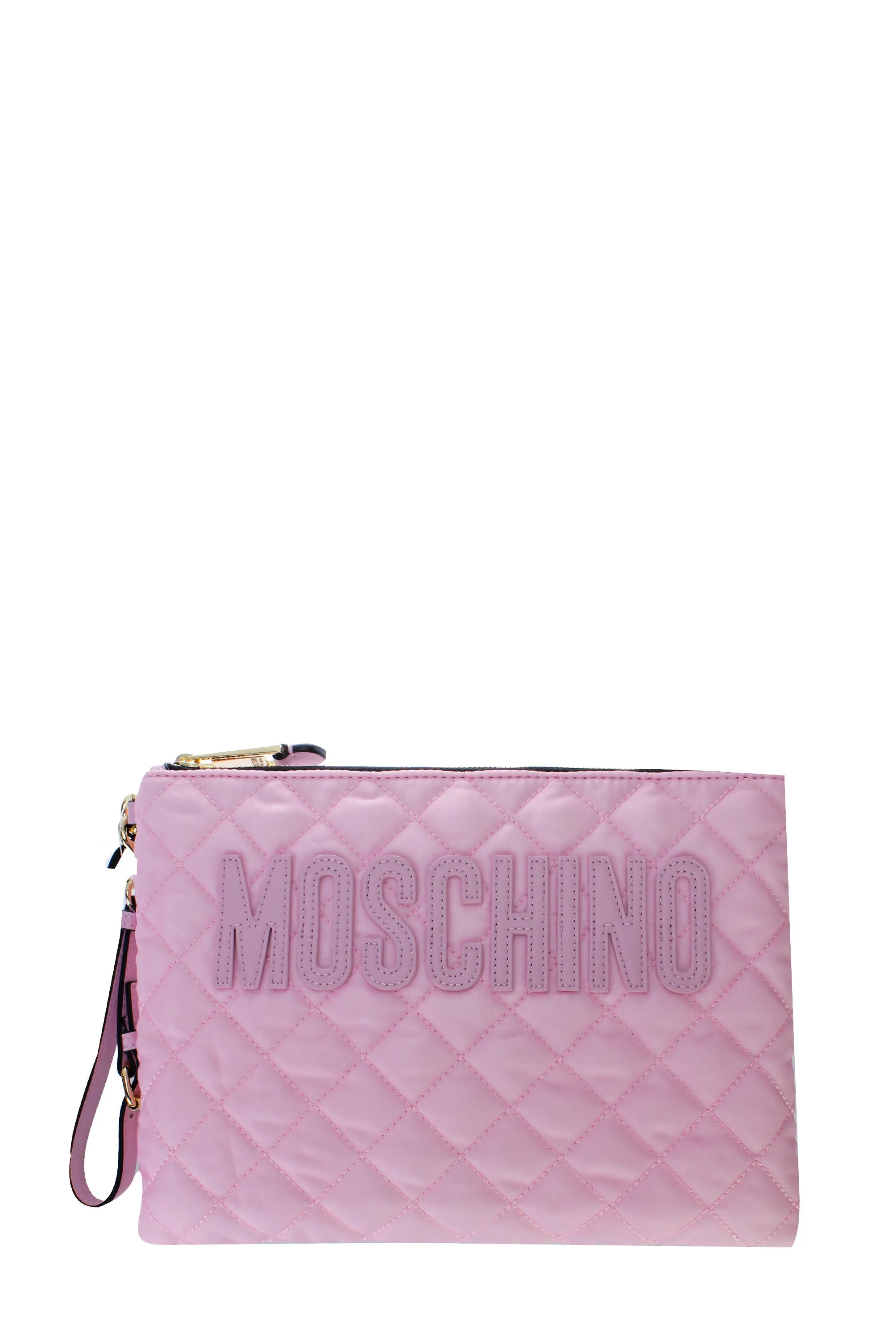 Moschino Logo Quilted Clutch Bag