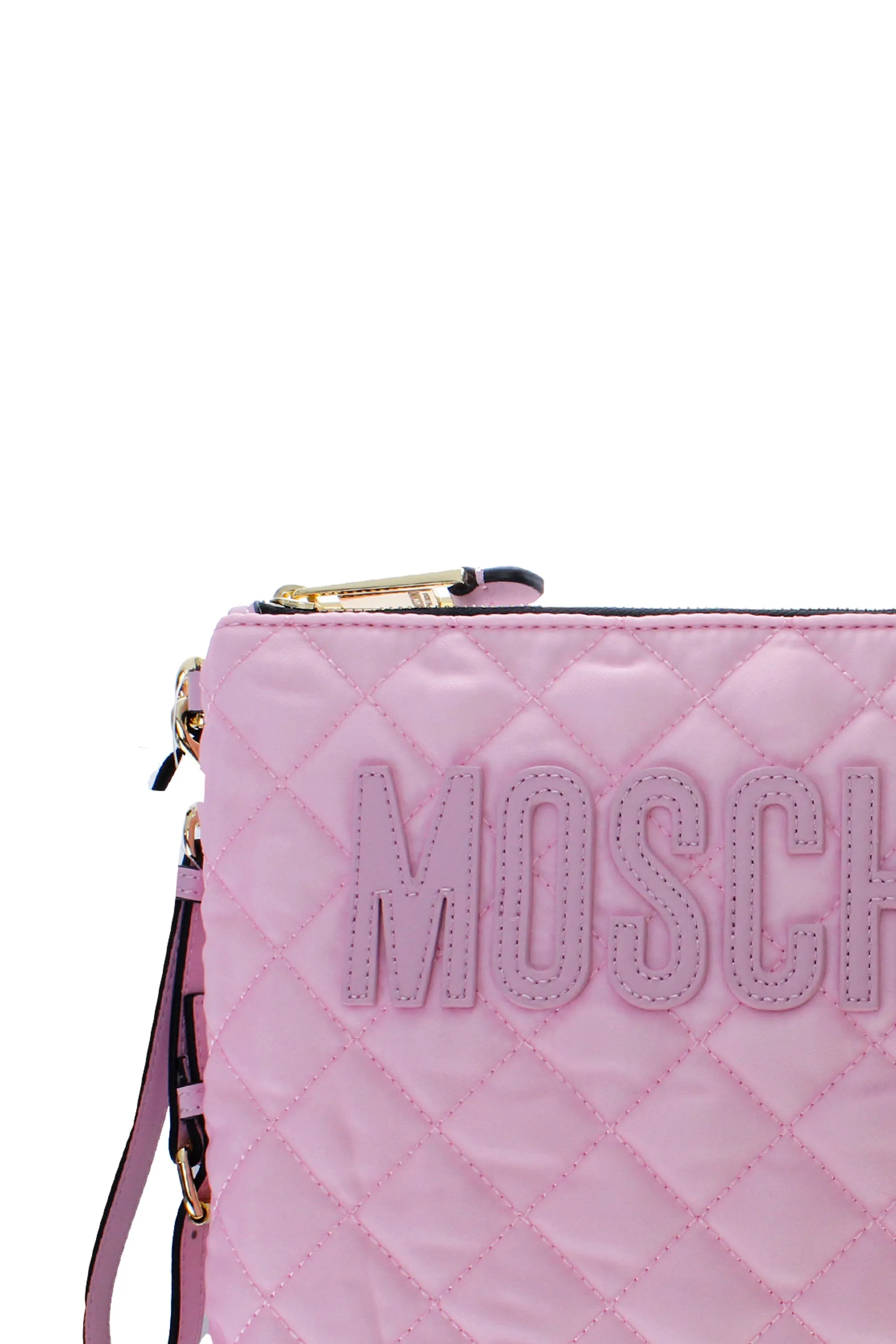 Moschino Logo Quilted Clutch Bag