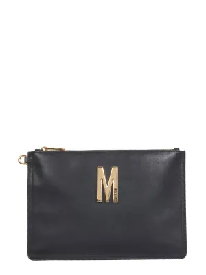 Moschino M Logo Plaque Clutch Bag