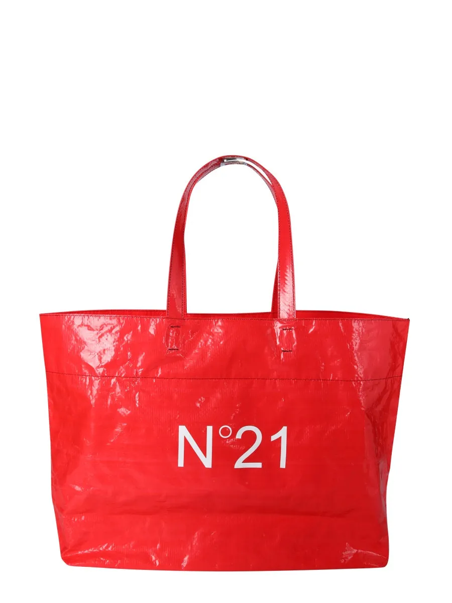 N21 Logo Printed Open Top Tote Bag