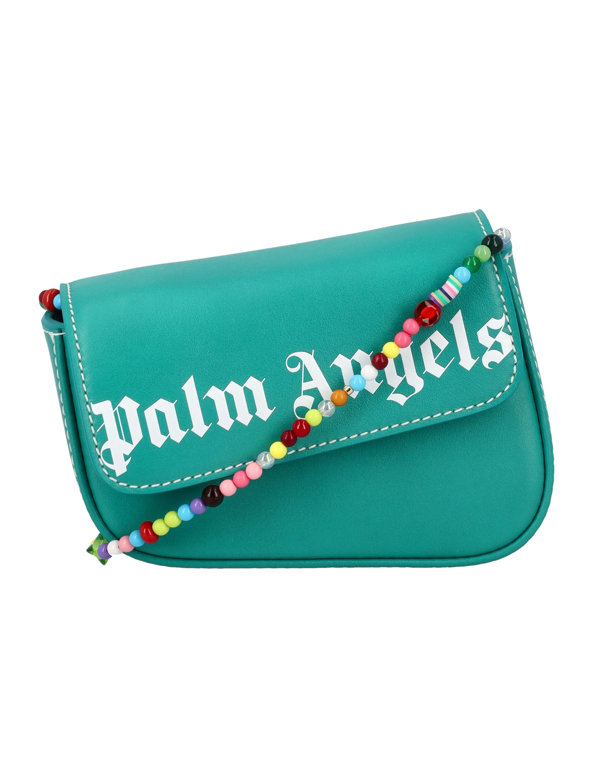 Palm Angels Logo Printed Beaded-Strap Shoulder Bag