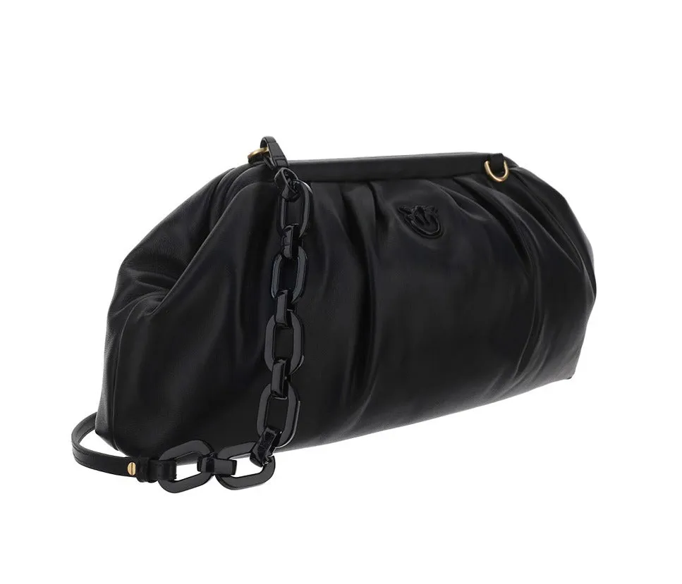 Pinko Logo Plaque Maxi Chain Clutch Bag