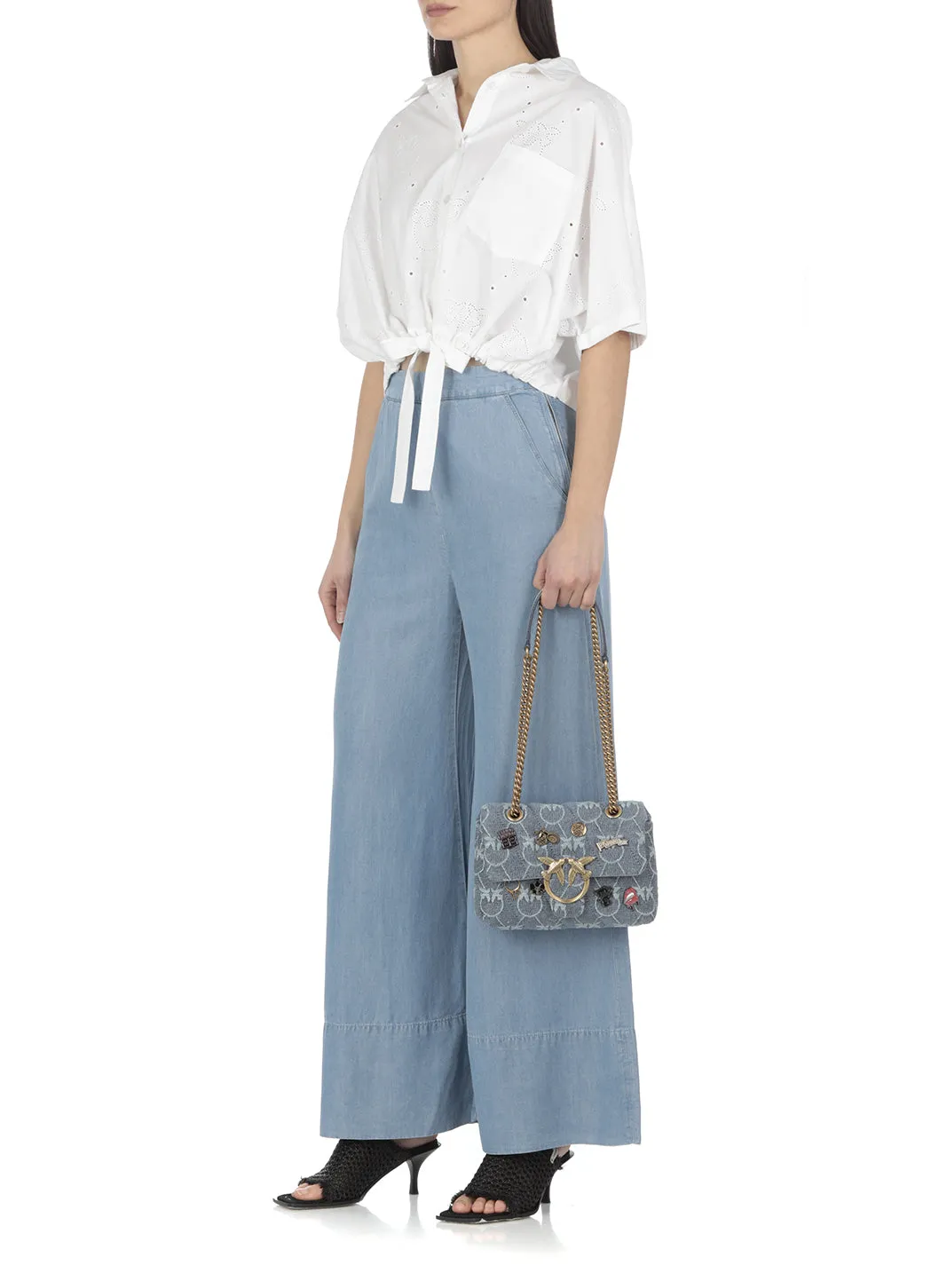 Pinko Love Logo Plaque Chained Crossbody Bag