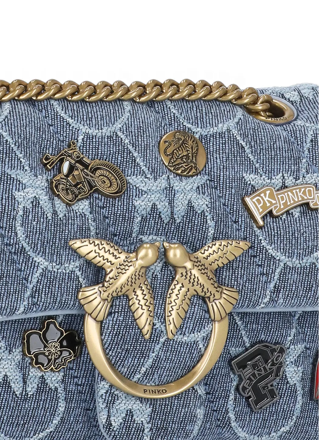 Pinko Love Logo Plaque Chained Crossbody Bag