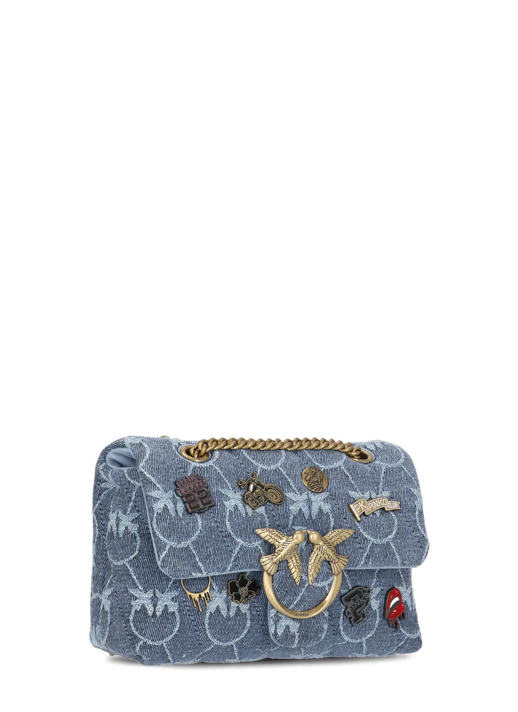 Pinko Love Logo Plaque Chained Crossbody Bag