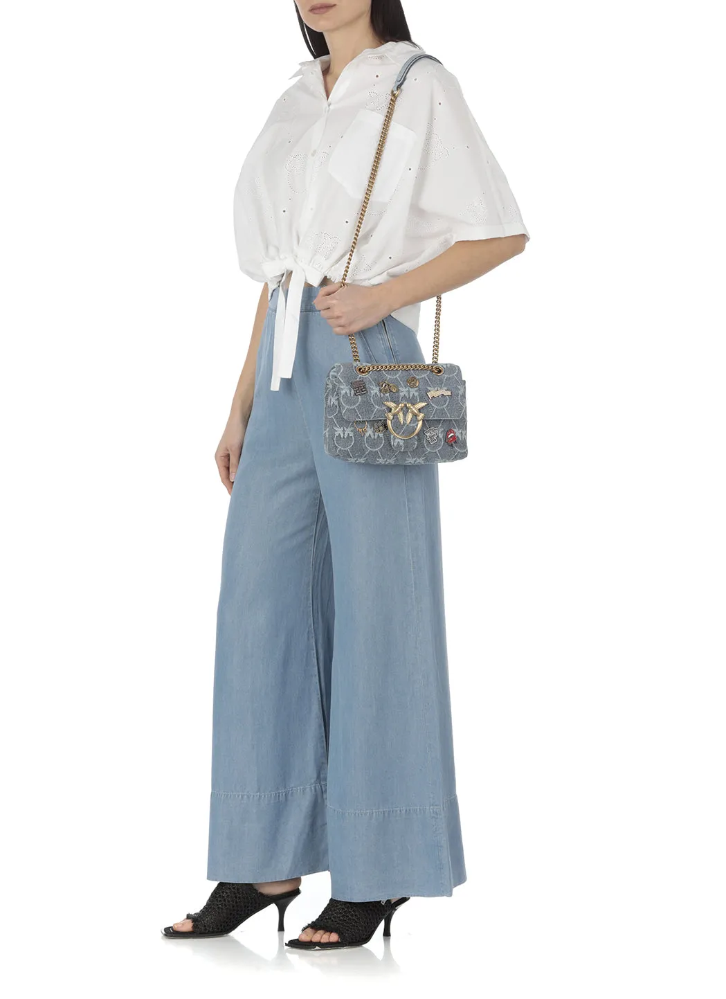 Pinko Love Logo Plaque Chained Crossbody Bag