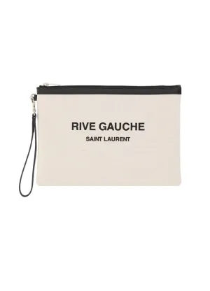 Saint Laurent Logo Print Two-Tone Clutch Bag
