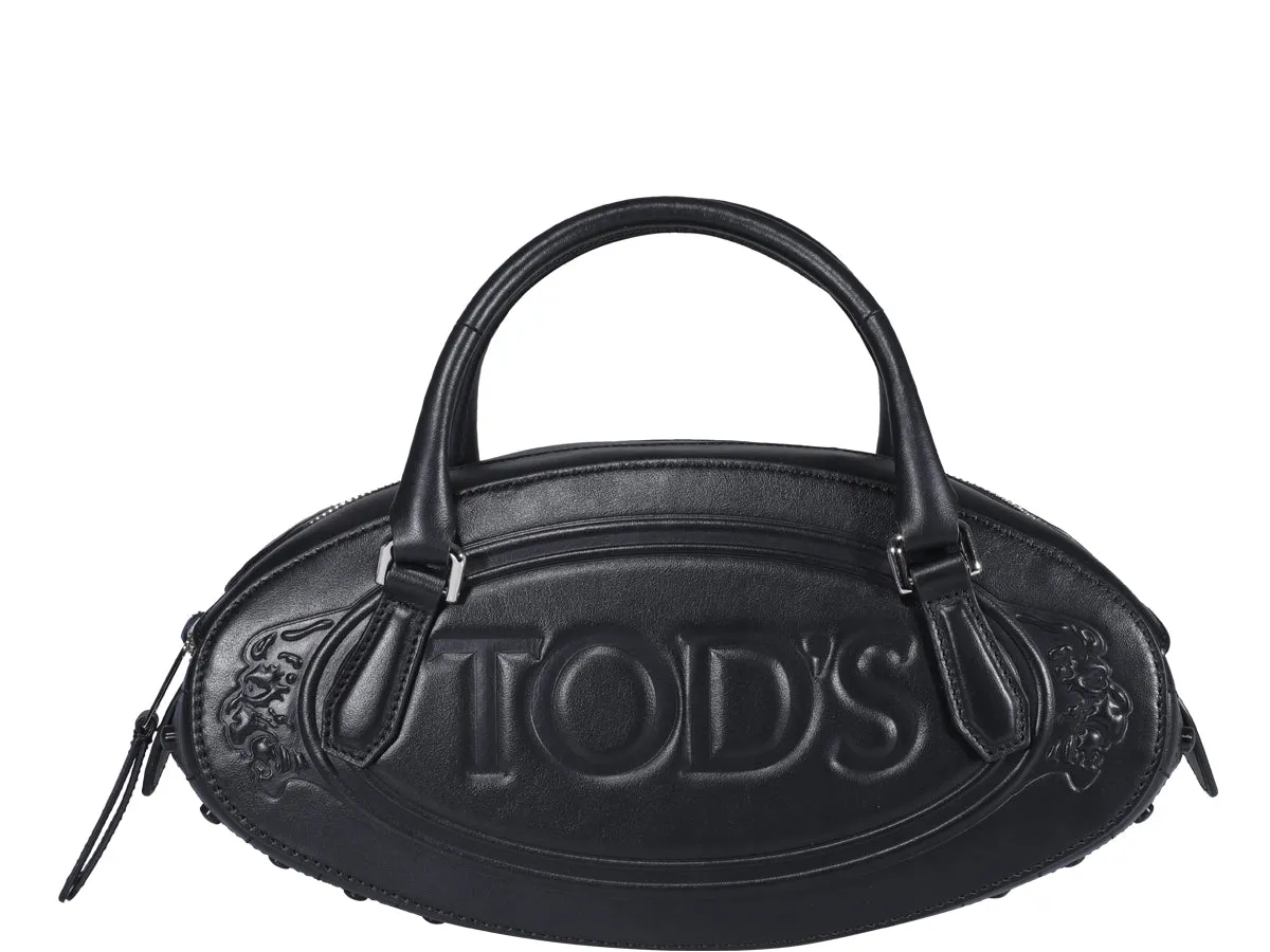 Tod's Boston Logo Embossed Tote Bag