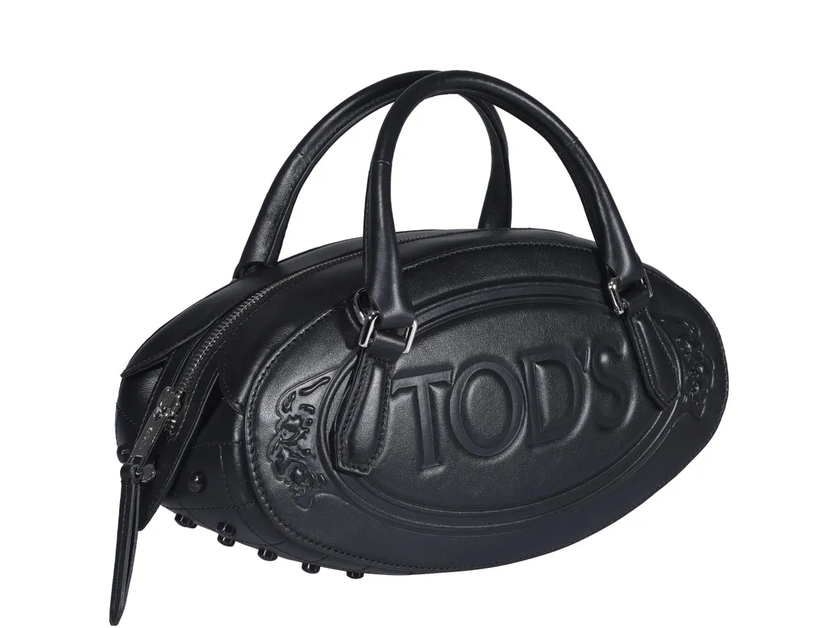 Tod's Boston Logo Embossed Tote Bag