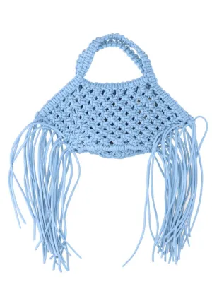 Yuzefi Fringes Detailed Woven Mini Tote Bag
